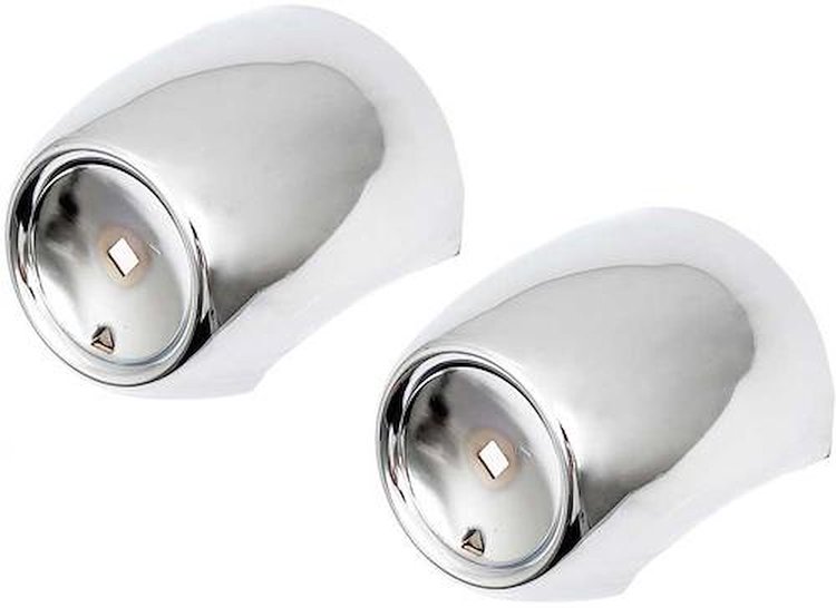 TF400989 1957 Chevrolet Bel Air, 150, 210, Nomad: Front Bumper Bullet Housings; Chrome; LH and RH