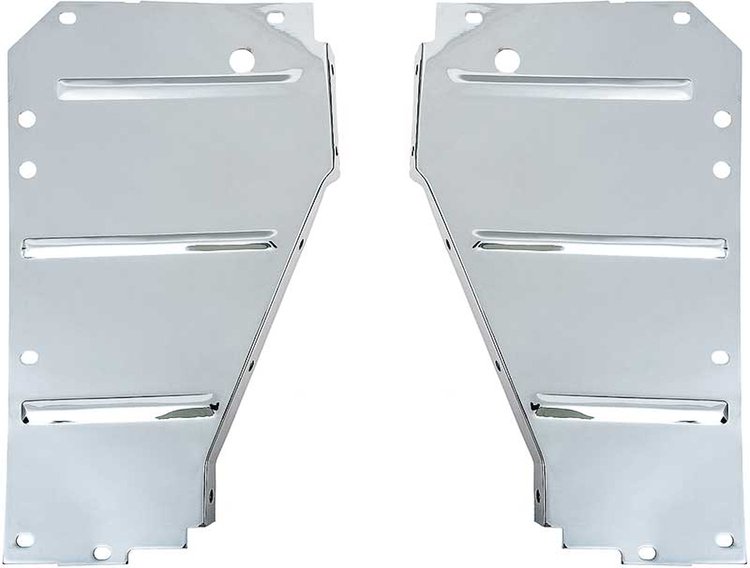 TF401188 Radiator Side Filler Panels-1955 Chevy Bel Air. 150, 210, Nomad; Chrome; Pair