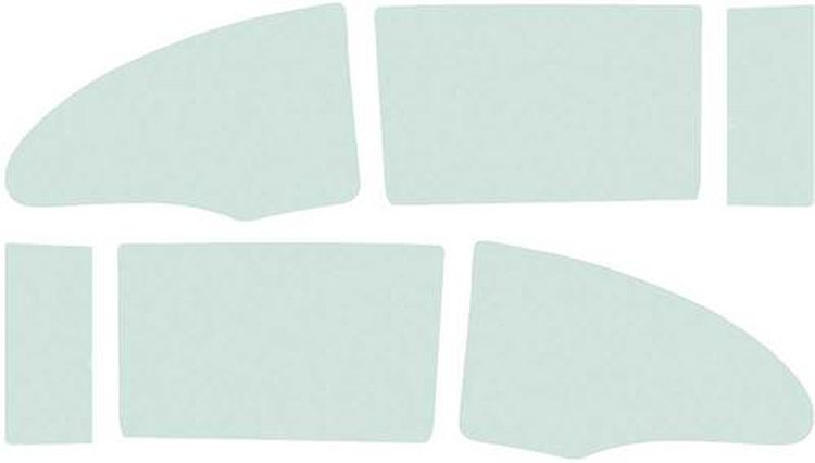 TF41053C Side Window Glass Set 1955-57 Chevrolet 2-Door Sedan/Club Coupe 6-Pieces Green Tint