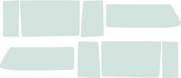TF41059C 8-Piece Grey Custom Tint Side Window Glass Set 1955-57 Chevrolet 150/210 2-Door Wagon 8-Piece Green Tint Side Window Gl