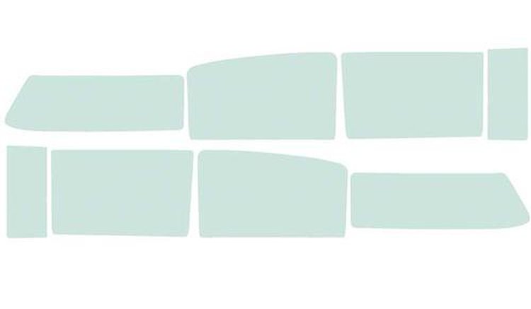 TF41061C Side Window Glass Set 1955-57 Chevrolet 4-Door Wagon 8-Piece Green Tint
