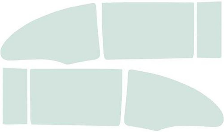 TF41062C Tint Side Window Glass Set 1955-57 Chevrolet Utility Sedan 6-Piece Green Tint