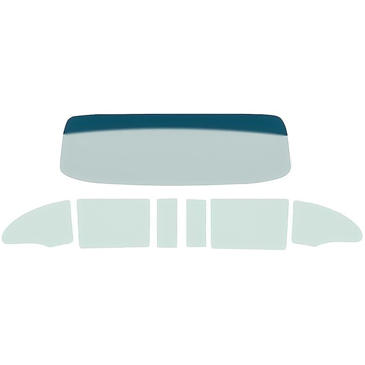TF42013C Side Glass Set 1957 Bel Air; Windshield, ; Clear, Green Tinted 2 Door; Convertible; 7 Piece Set