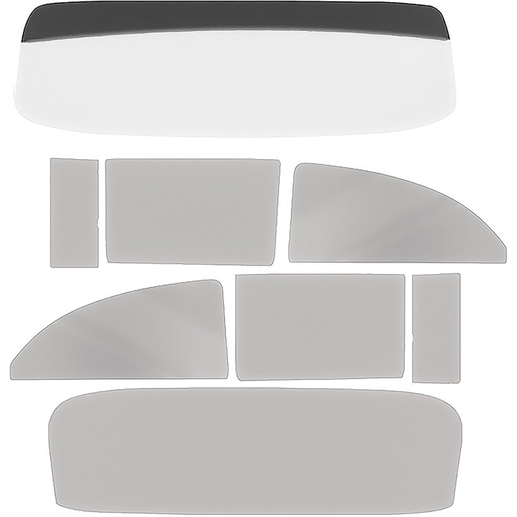 TF42016D Glass Set 1955-56 Chevrolet 2 Door Sedan/Club Coupe Clear/Grey Custom Tint 8 Pieces