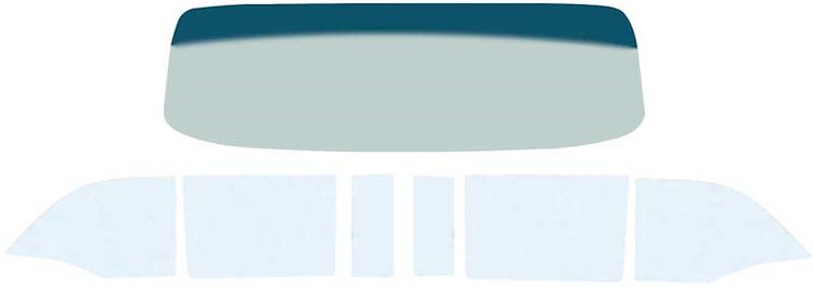 TF42112A Glass Set 1955-56 Chevrolet Convertible 7 Piece Tinted And Shaded / Clear