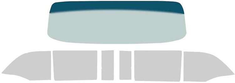 TF42112D Glass Set 1955-56 Chevrolet Convertible 7 Piece Tinted And Shaded / Grey Custom Tint