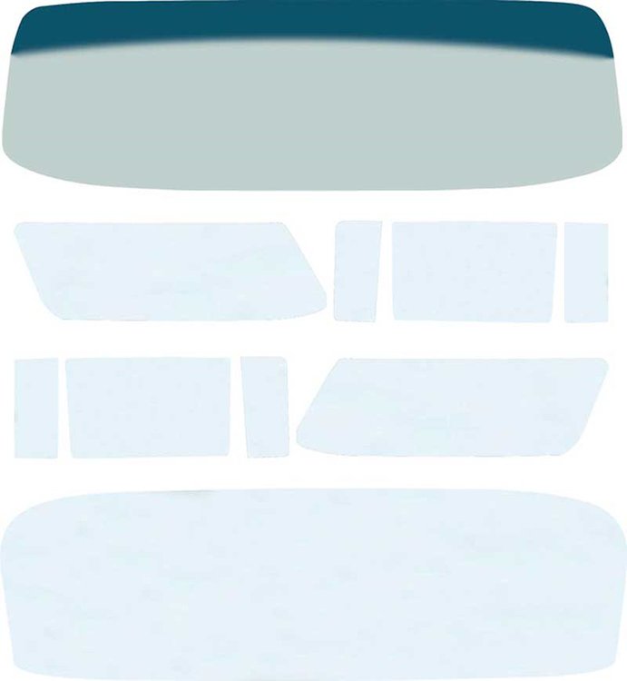 TF42122A Glass Set 1955-56 Chevrolet Nomad 10 Piece Tinted And Shaded / Clear