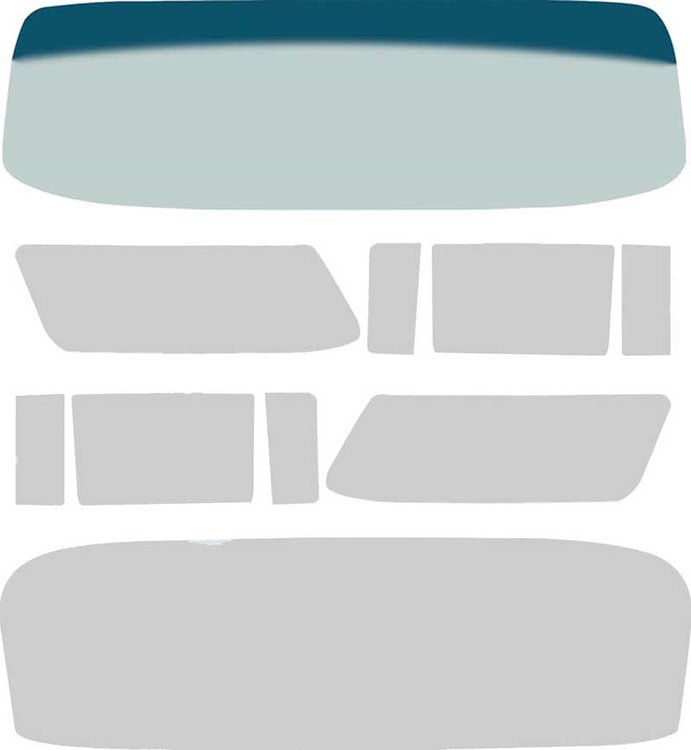 TF42122D Glass Set 1955-56 Chevrolet Nomad 10 Piece Tinted And Shaded / Grey Custom Tint