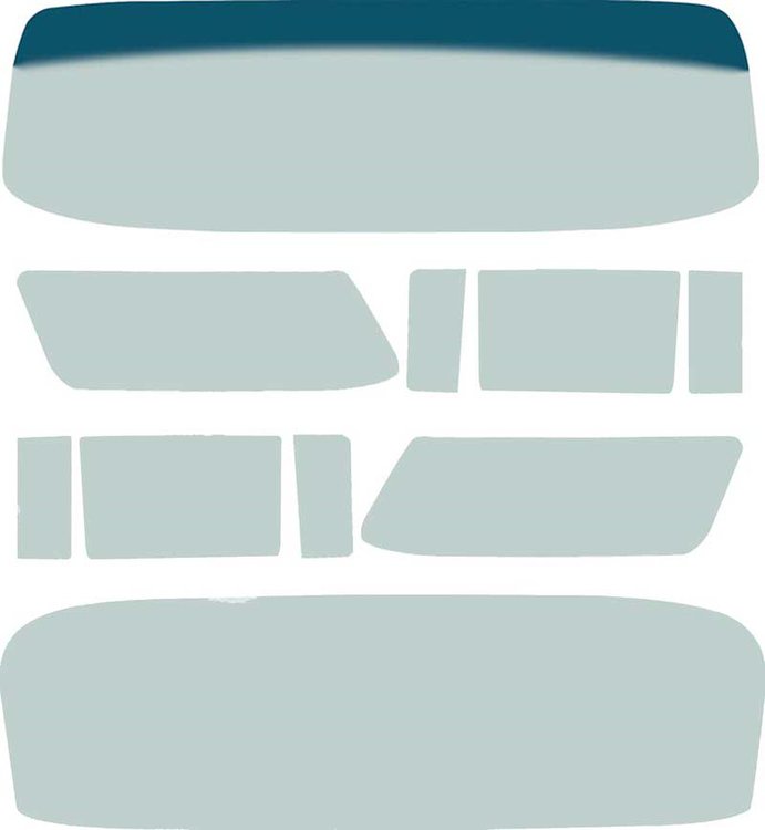 TF42123C Glass Set 1957 Chevrolet Nomad 10 Piece Tinted And Shaded / Green Tint