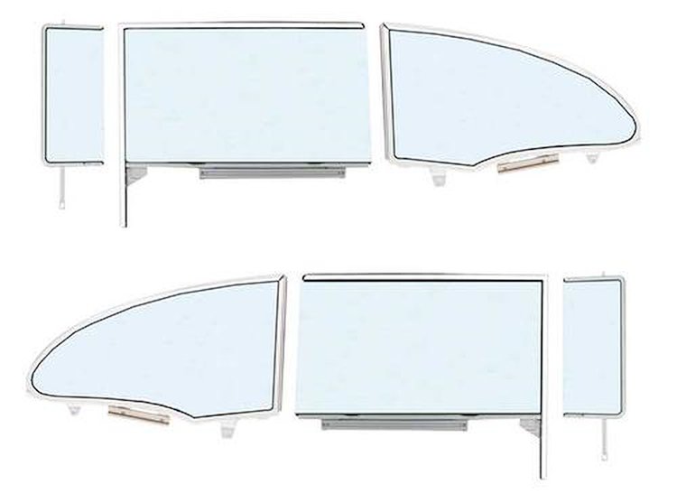 TF42236A Door Vent Glass Kit for 1955-1957 Chevy Bel Air, Del Ray, Nomad, 150, 210