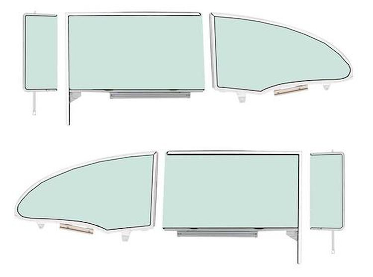 TF42236C Vent Glass Kit 1955-57 Bel Air, 150, 210, Door, Quarter, ; Green Tint; 2 Door, Hardtop 6 Piece Set