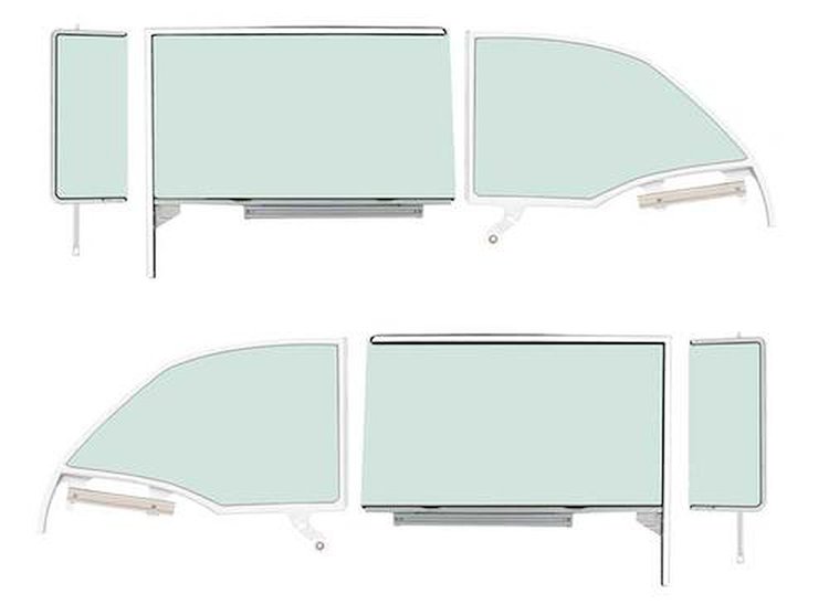 TF42237C Vent Glass Kit 1955-57 Chevy Bel Air; Door, Quarter, ; Green Tint; 2 Door, Convertible 6 Piece Set