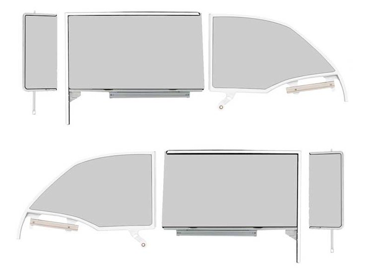 TF42237D Vent Glass Kit 1955-57 Chevy Bel Air; Door, Quarter, ; Gray Tint; 2 Door, Convertible 6 Piece Set