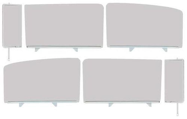 TF42239D Side Glass Assembly Set 1955-57 Chevrolet 4-Door Sedan 6 Piece Grey Custom Tint