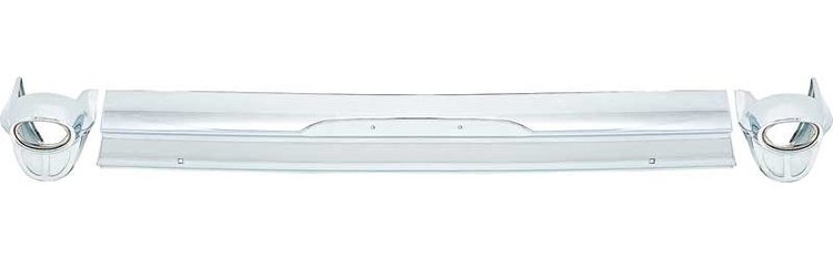 TF500303 1957 Chevrolet Nomad, Station Wagon; Rear Bumper Set; 3 Piece Design; With Bumper Guard Holes