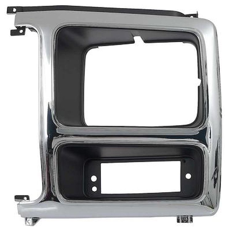 TR13064RL Headlamp Bezel for 1980-1986 Ford F-Series Truck/Bronco/F-150/F-250 /F-350 [Chrome/Black, Left/Driver Side]