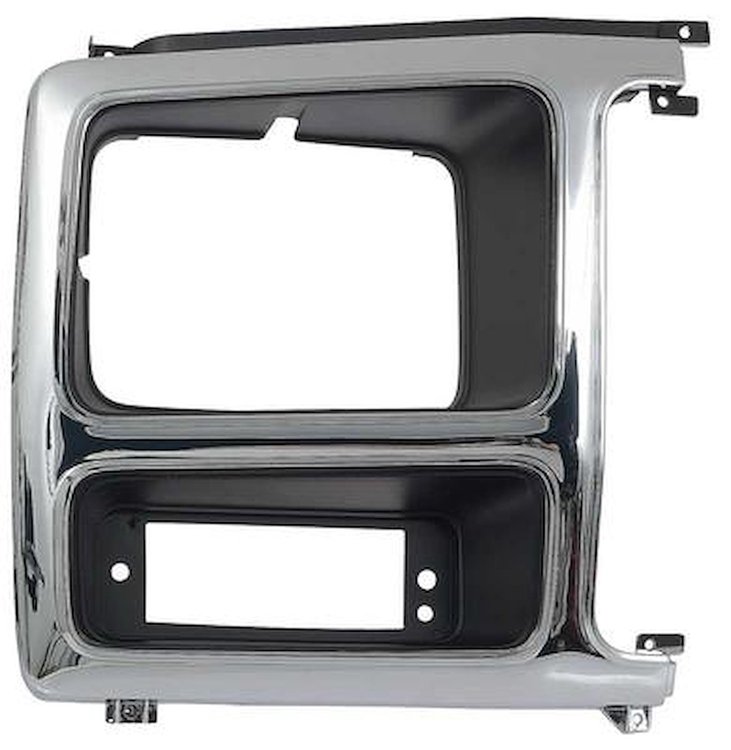 TR13064RR Headlamp Bezel for 1980-1986 Ford F-Series Truck/Bronco/F-150/F-250 /F-350 [Chrome/Black, Right/Passenger Side]