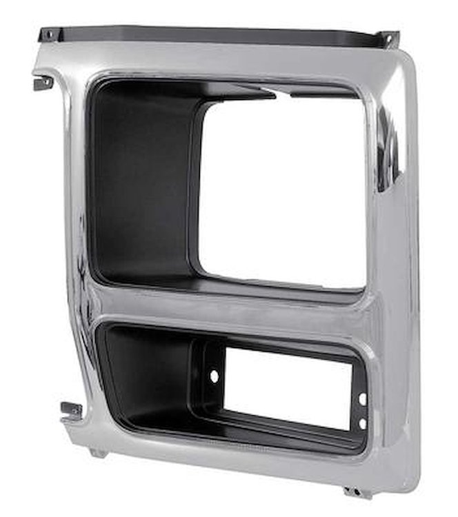 TR13064SL 1980-86 Ford F-Series Truck/Bronco; Headlamp Bezel; LH; Chrome / Dark Argent