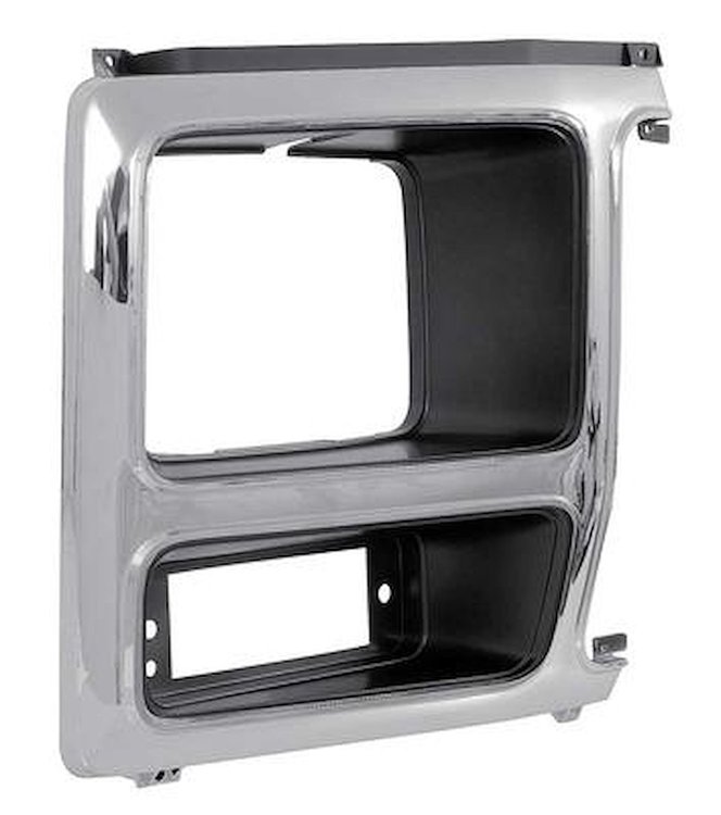 TR13064SR 1980-86 Ford F-Series Truck/Bronco; Headlamp Bezel; LH; Chrome / Dark Argent