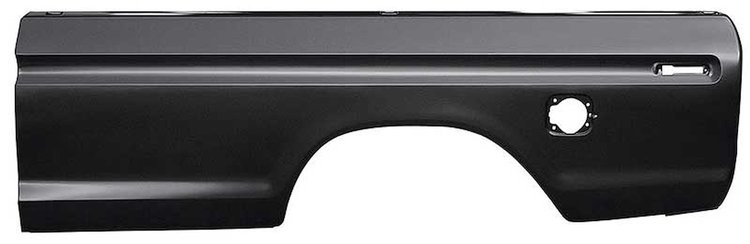 TR27842M 1973-79 Ford F-Series Pickup Truck; Bed Side Panel; Outer Skin; 8 Long Bed; Single Fuel Door Hole; LH Side