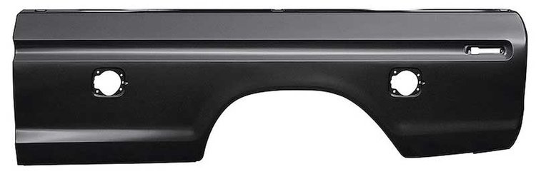 TR27842N 1973-79 F-Series Pickup Truck; Bed Side Panel; Outer Skin; 8 Long Bed; Dual Fuel Door Hole; LH Side