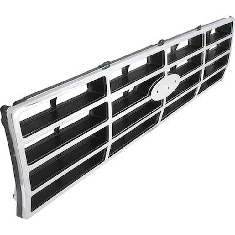 TR8150P 1982-86 Ford F-Series Truck / Bronco; Grill Insert; F-150 / F-250 / F-350; Argent Silver With Chrome Accents