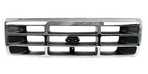 TR8200X Grille Assembly for 1992-1996 Ford F-150, F-250, F-350, Bronco [Without Emblem, Chrome With Dark Gray Accent]