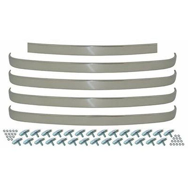 TR8201B 1948-50 Ford F1, F2, F3 Truck; Grill Bar Set; w/o Crank Hole; Stainless Steel; Polished