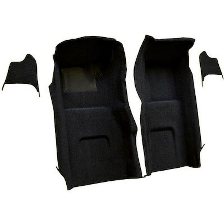 VT1116101 1967 Chevrolet Corvette; Front Molded Carpet Set; w/ Kick Panel Inserts; w/o Heel Pad; Loop; Black