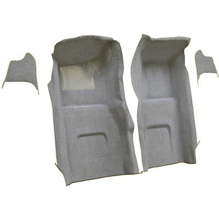 VT1116123 1967 Chevrolet Corvette; Front Molded Carpet Set; w/ Kick Panel Inserts; w/o Heel Pad; Loop; Silver