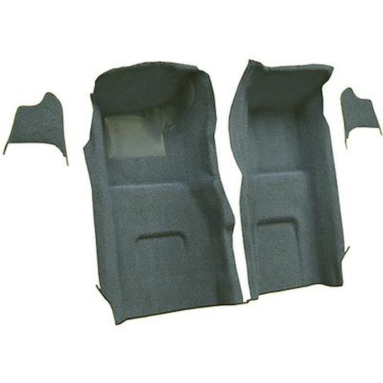 VT1116130 1967 Chevrolet Corvette; Front Molded Carpet Set; w/ Kick Panel Inserts; w/o Heel Pad; Loop; Teal