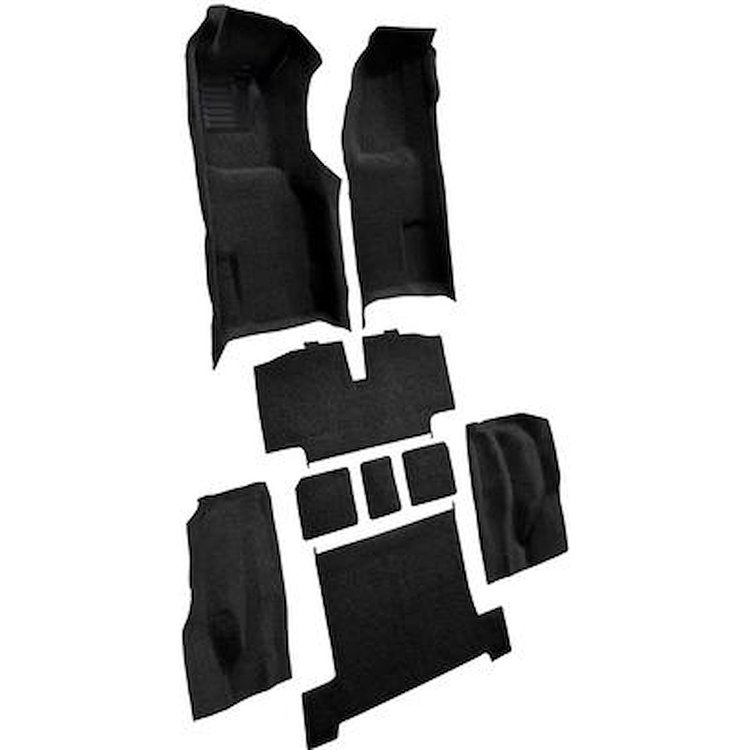 VT1116601 1969 Chevrolet Corvette; Automatic; Complete Molded Carpet Set; w/ Heel Pad; Loop; Black