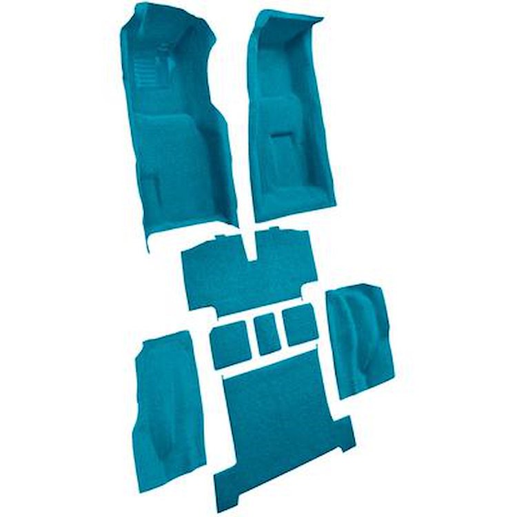 VT1116903 1969 Chevrolet Corvette; 4-Speed; Complete Molded Carpet Set; w/ Heel Pad; Loop; Medium Blue