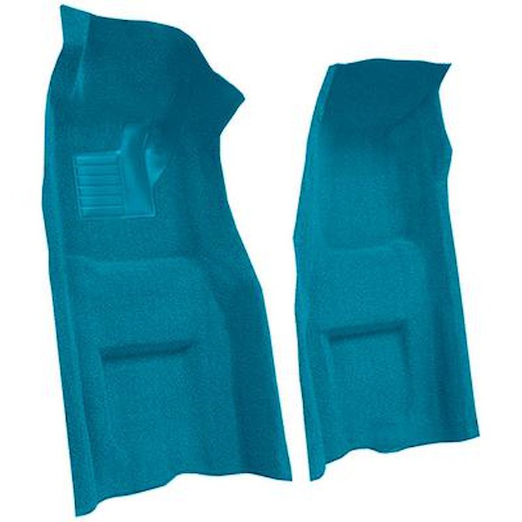 VT1117003 1969 Chevrolet Corvette; Automatic; Front Molded Carpet Set; w/ Heel Pad; Loop; Medium Blue