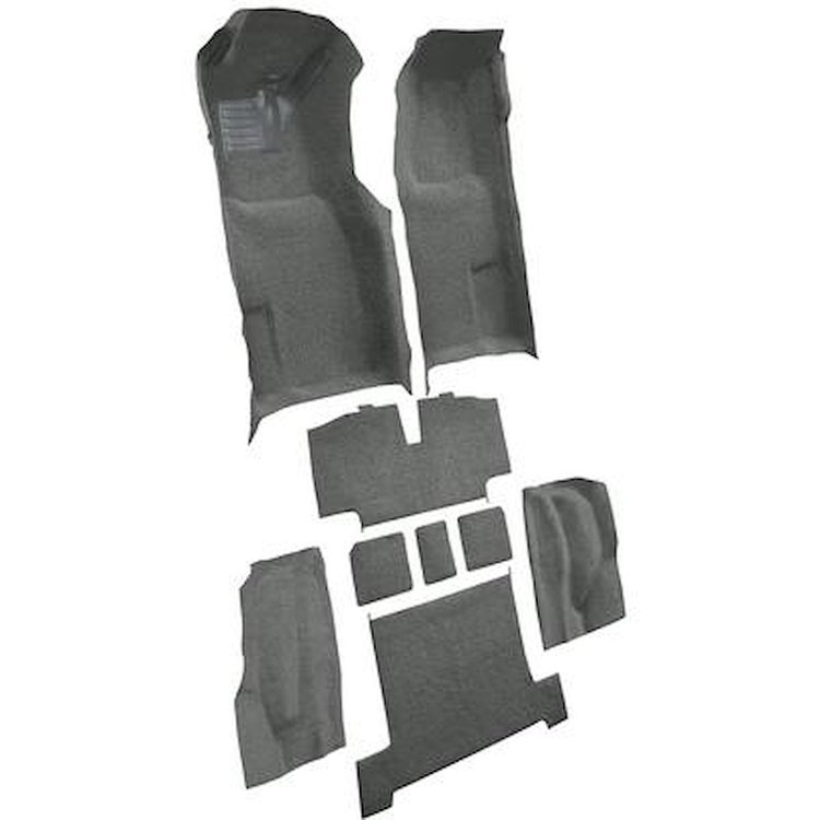 VT1117235 1969-70 Chevrolet Corvette; Automatic; Complete Molded Carpet Set; w/ Heel Pad & Toe Pad; Loop; Gunmetal Gray