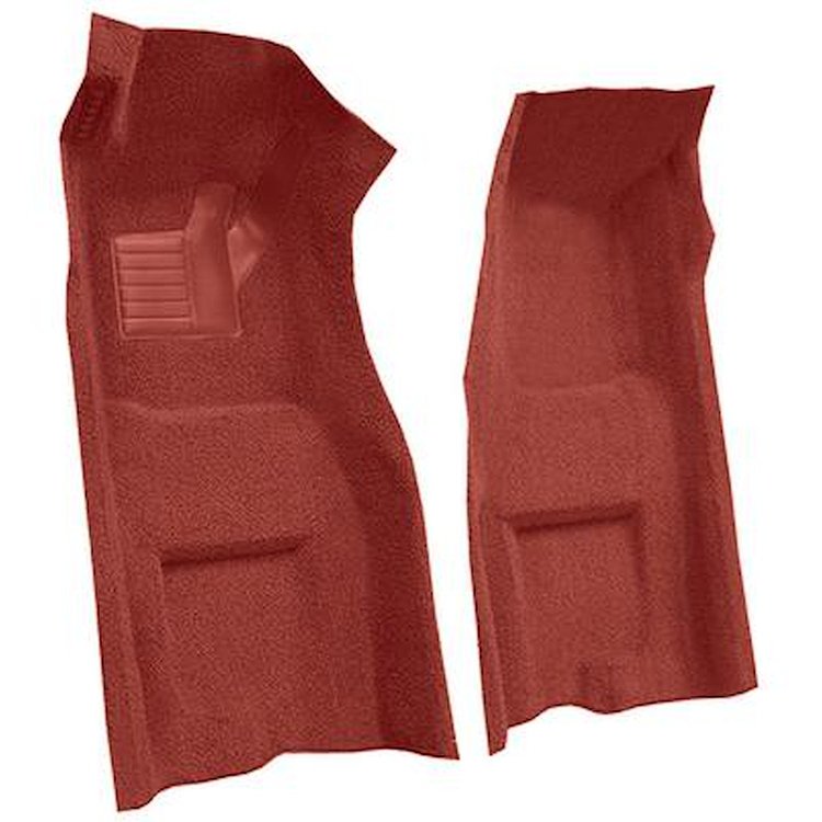 VT1117602 1969-70 Chevrolet Corvette; Automatic; Front Molded Carpet Set; w/ Heel Pad; & Toe Pad; Loop; Red