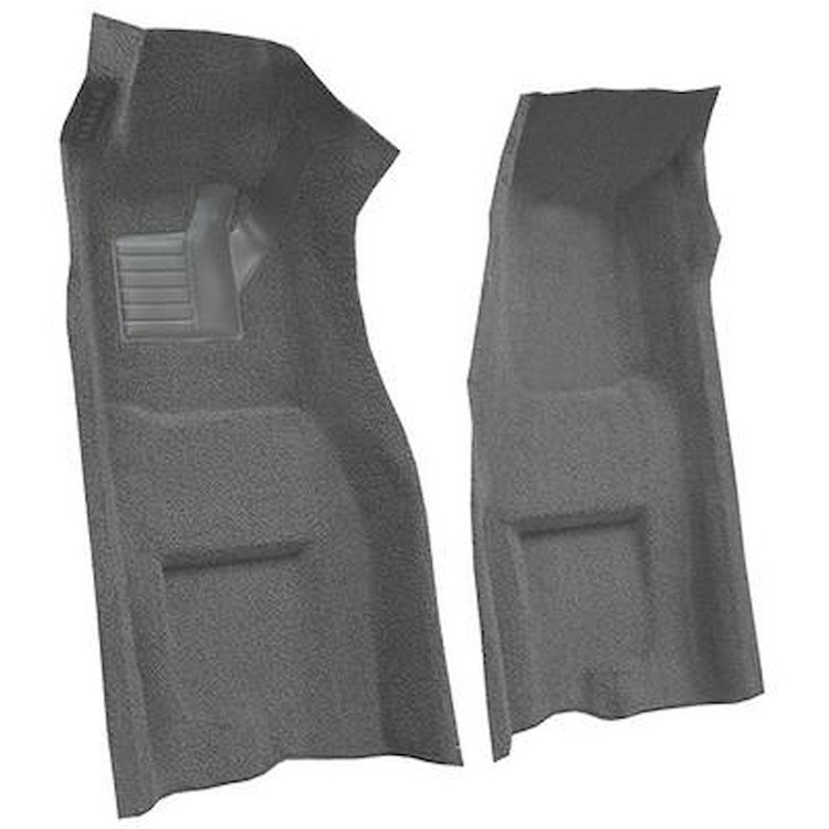 VT1117635 1969-70 Chevrolet Corvette; Automatic; Front Molded Carpet Set; w/ Heel Pad; & Toe Pad; Loop; Gunmetal Gray
