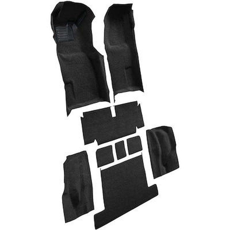 VT1117801 1971-75 Chevrolet Corvette; Coupe; Automatic; Complete Molded Carpet Set; w/ Heel Pad; Loop; Black