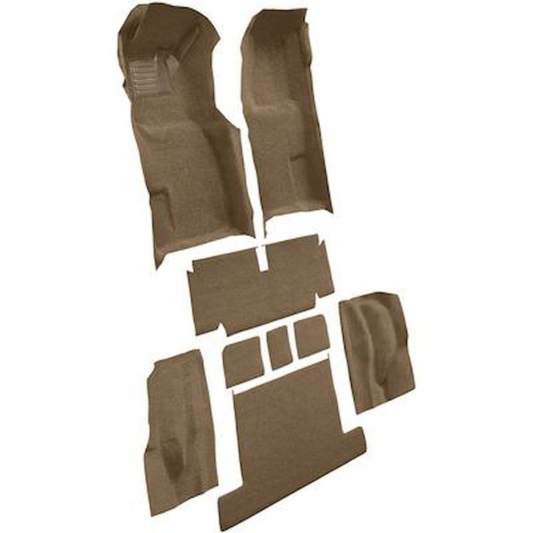 VT1117817 1971-75 Chevrolet Corvette; Coupe; Automatic; Complete Molded Carpet Set; w/ Heel Pad; Loop; Medium Saddle
