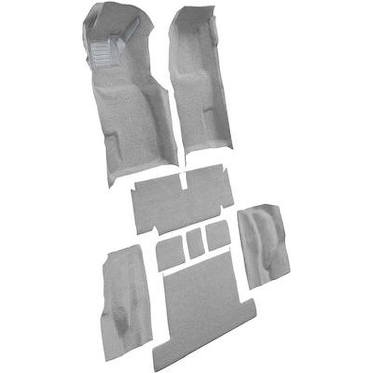 VT1117823 1971-75 Chevrolet Corvette; Coupe; Automatic; Complete Molded Carpet Set; w/ Heel Pad; Loop; Silver