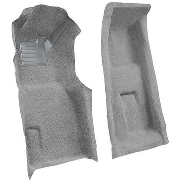 VT1118323 1971-75 Chevrolet Corvette; 4-Speed; Front Molded Carpet Set; w/ Heel Pad; Loop; Silver