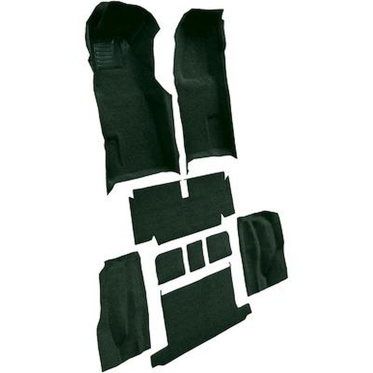 VT1118413 1971-72 Chevrolet Corvette; Roadster; Automatic; Complete Molded Carpet Set; w/ Heel Pad; Loop; Dark Green