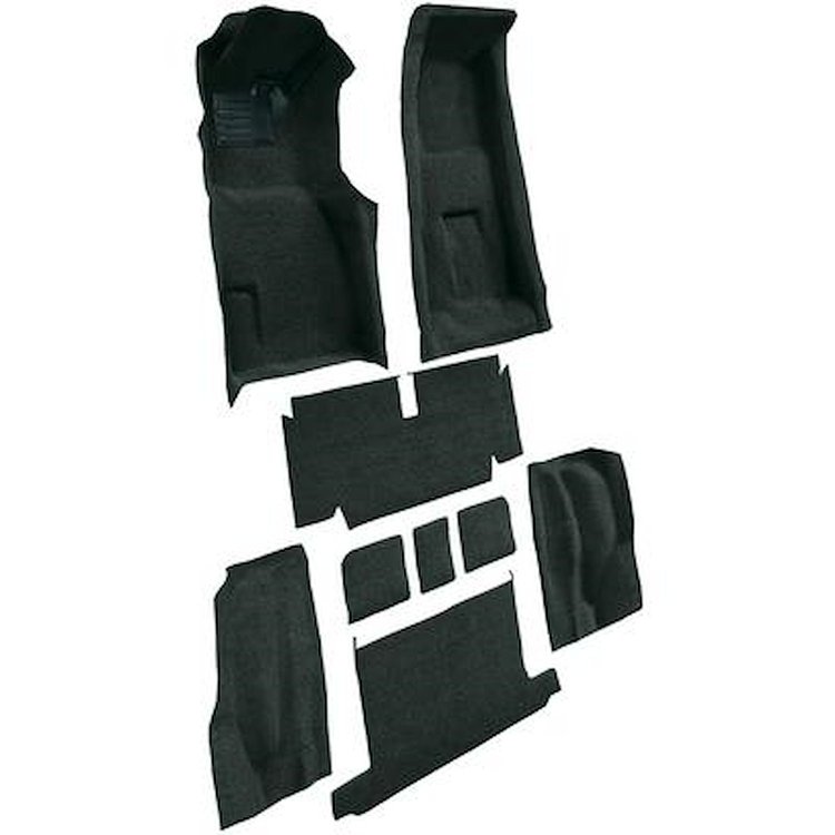 VT1118685 1971-72 Chevrolet Corvette; Roadster; 4-Speed; Complete Molded Carpet Set; w/ Heel Pad; Loop; Blue Green