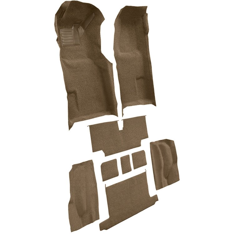 VT1118817 1973-75 Chevrolet Corvette; Roadster; Automatic; Complete Molded Carpet Set; w/ Heel Pad; Loop; Medium Saddle
