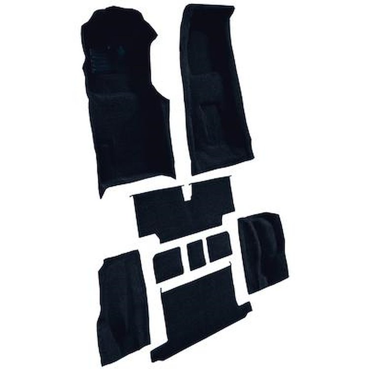 VT1119012 1973-75 Chevrolet Corvette; Roadster; 4-Speed; Complete Molded Carpet Set; w/ Heel Pad; Loop; Dark Blue