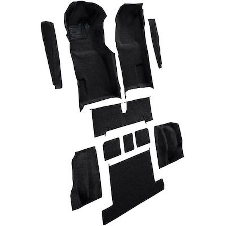 VT1119501 1977 Chevrolet Corvette; Complete Molded Carpet Set; w/ Heel Pad; Cutpile; Black