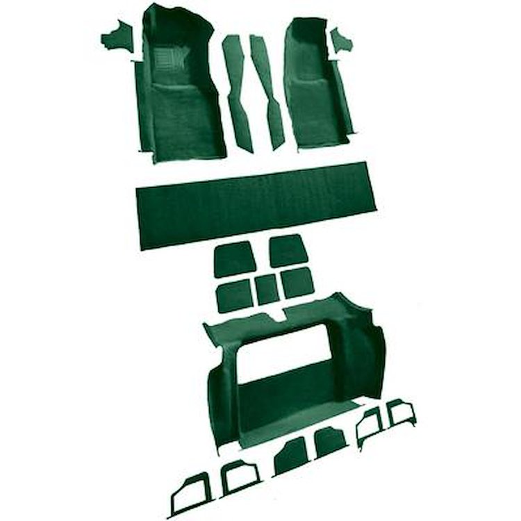 VT1119813 1978-79 Chevrolet Corvette; Complete Molded Carpet Set; w/ 3 Compartment Doors; Cutpile; Dark Green