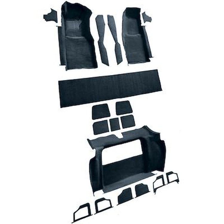 VT1119865 1978-79 Chevrolet Corvette; Complete Molded Carpet Set; w/ 3 Compartment Doors; Cutpile; Midnight Blue