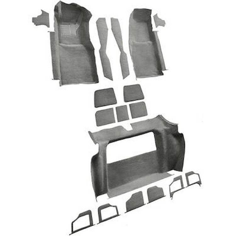 VT1119956 1979 Chevrolet Corvette; Complete Molded Carpet Set; w/o Door Panels; w/ 3 Compartment Doors; Cutpile; Gray / Oyster