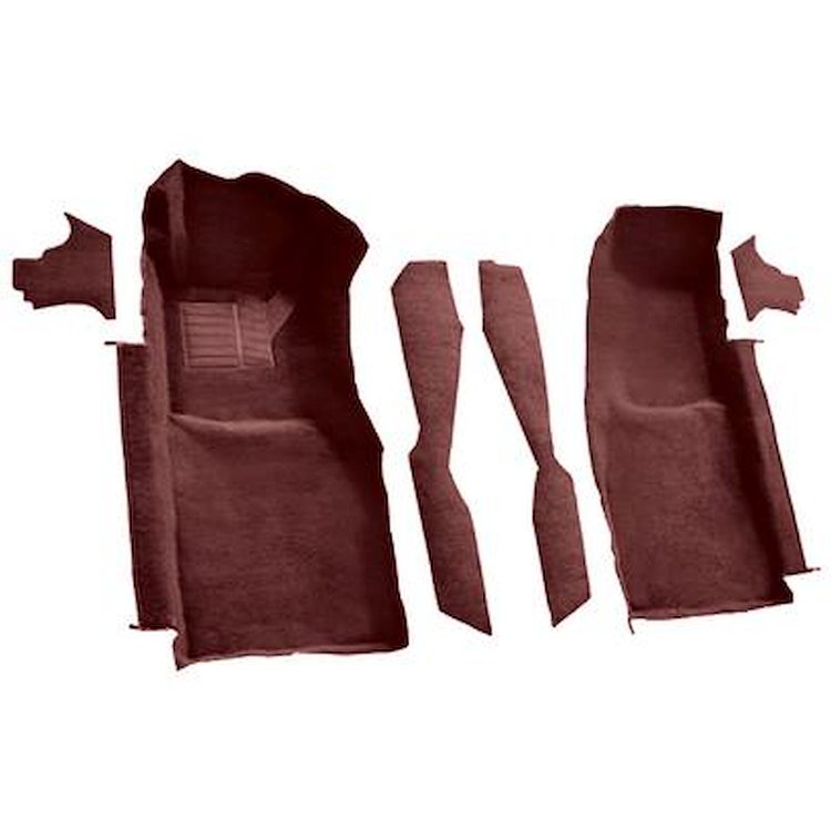 VT1120075 1978-80 Chevrolet Corvette; Front Molded Carpet Set; w/ Console Strips & Kick Panels; Cutpile; Claret / Oxblood
